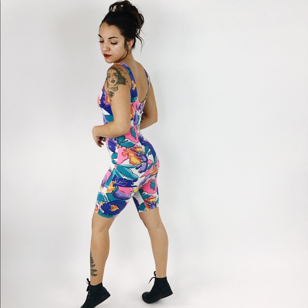 80’s Neon Floral Leotard